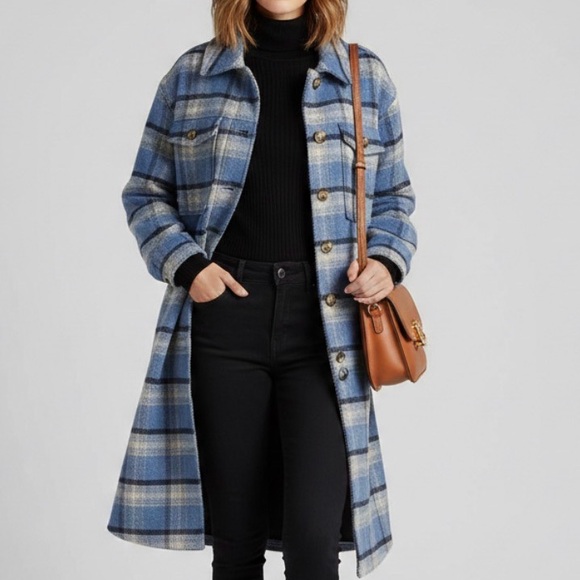 American Eagle Outfitters Jackets & Blazers - American Eagle Outfitters Blue Plaid Women's Jacket